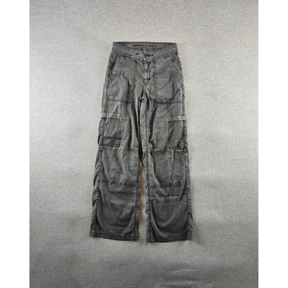 American Eagle Pants Womens Sz.‎ 000 Gray High RiseBaggy Wide Leg Y2K